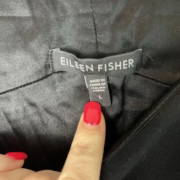 Eileen Fisher Black Silk Blend Shift Dress Large 220 Office Casual - Picture 2 of 6